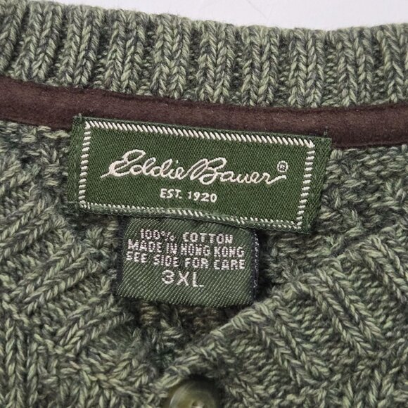 Eddie Bauer Men's Size XXXL Green Ribbed Chunky Knit Button-Up Sweater Vest - Picture 7 of 11